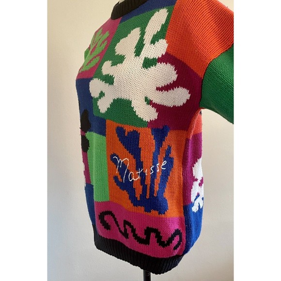 Vintage 90s Women’s Andina Matisse Handmade Peruvian Cotton Sweater Size Medium - Picture 2 of 9